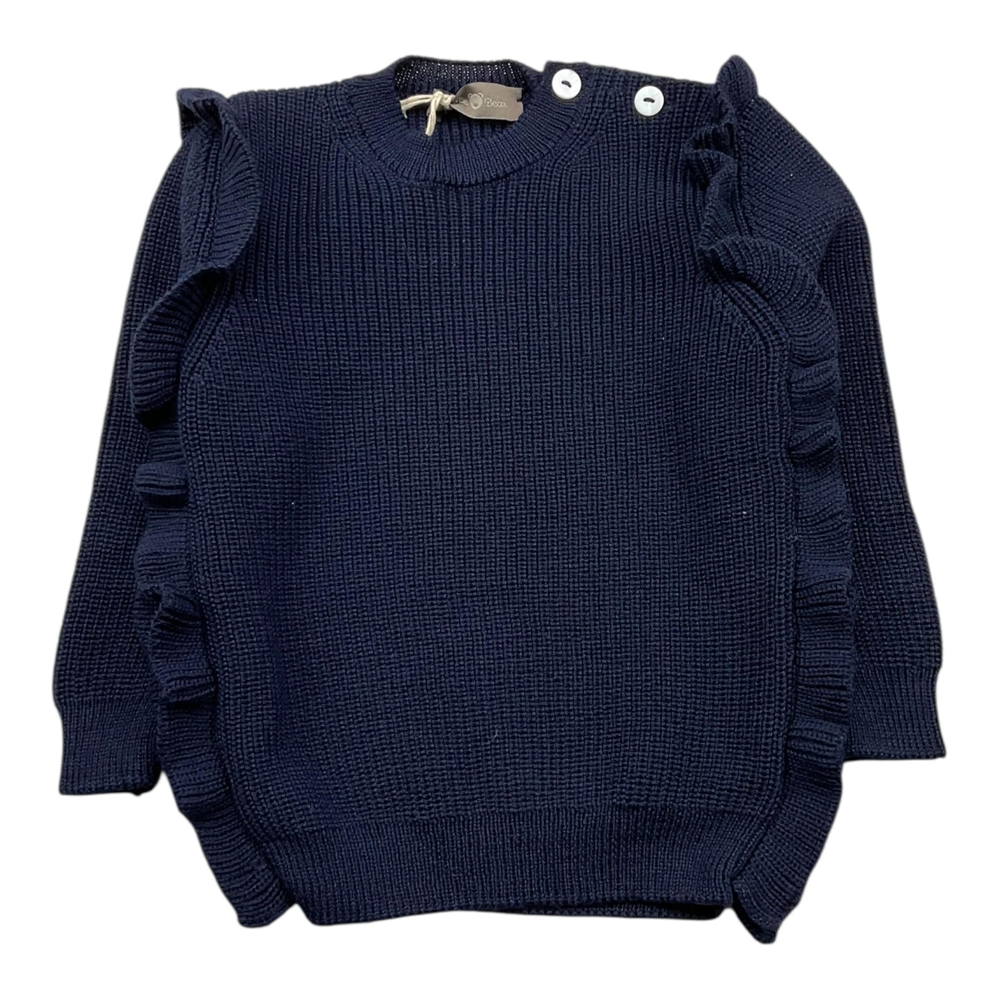 LITTLE BEAR maglia girocollo tinta unita cn rouches Blu per Neonata 5141N BLU LITTLE BEAR 