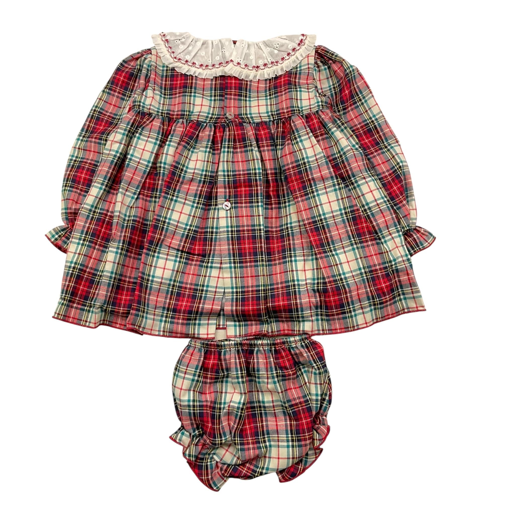 VALENTINA BEBES abito tinta unita fantasia scozzese con coulotte Rosso per Neonata MAR92N ROSSO VALENTINA BEBES 