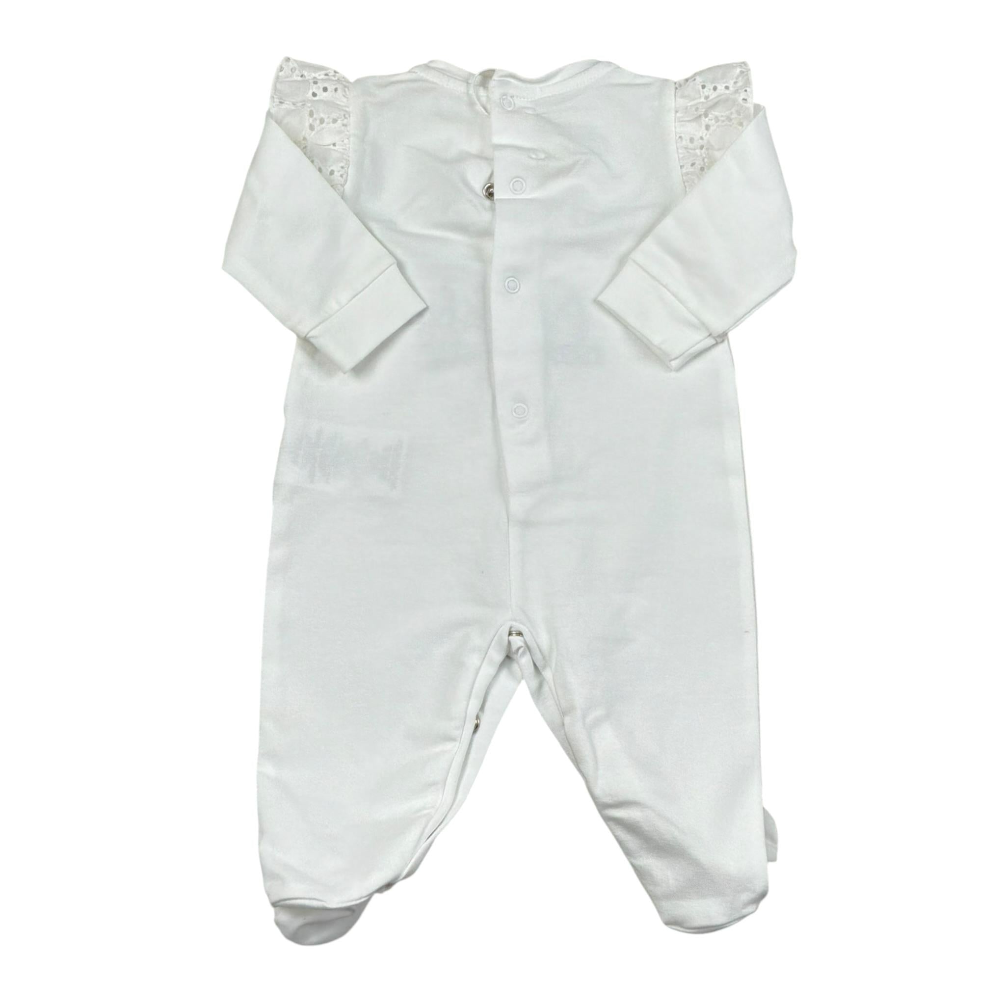Nanan Tutina tinta unita con Ricami Bianco per Neonata E24418 BIANCO NANAN 