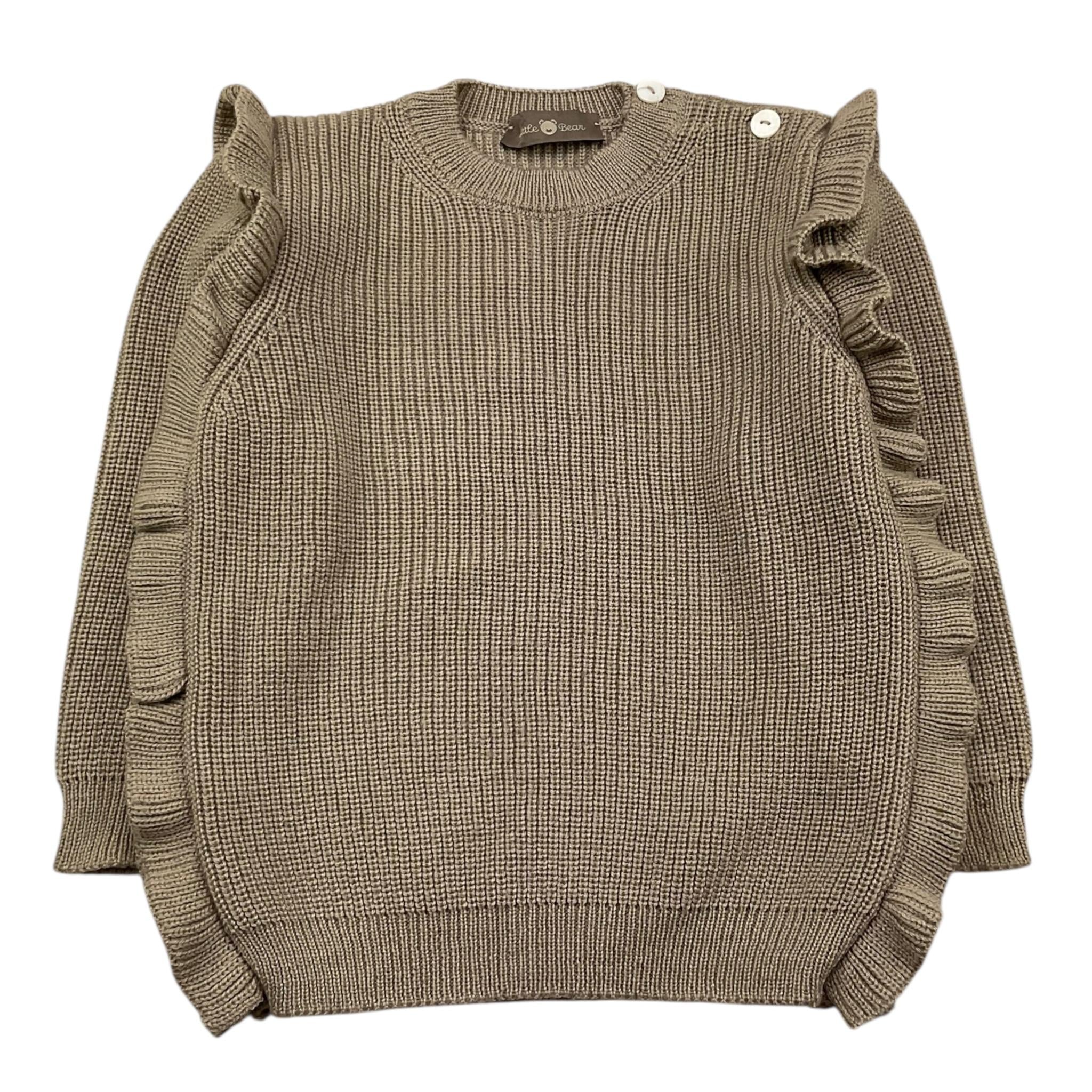 LITTLE BEAR maglia girocollo tinta unita con rouches Fango per Bambina 5141 FANGO LITTLE BEAR 