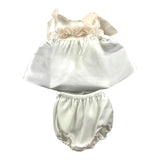 La Stupenderia Set Ceremony Dress With Bow And White Culotte For Newborn