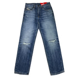Diesel Jeans Solid Color With Rips And Adjustable Waist Blue For Boys