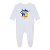 Carre'Ment Beau Long Sleeve Onesie Solid Color With Contrast Prints White For Newborn