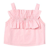 Twinset Top Giromanica Tinta Unita con Tulle per Bambina 231GJ2Q5B ROSA TWINSET 