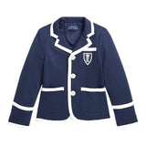 Ralph Lauren Solid Color Jacket With Buttons And Contrast Trim Blue For Girls