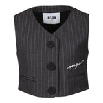 MSGM gilet tinta unita con stampa logo Grigio per Bambina F4MSJGVE156 GRIGIO MSGM 
