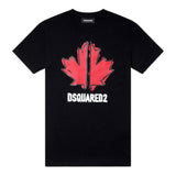 Dsquared2 T-Shirt Girocollo Tinta Unita con Stampa per Neonato DQ0702N NERO DSQUARED2 