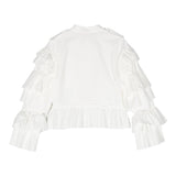 Elisabetta Franchi Long Sleeve Solid Color Shirt With Ruffles White For Girls