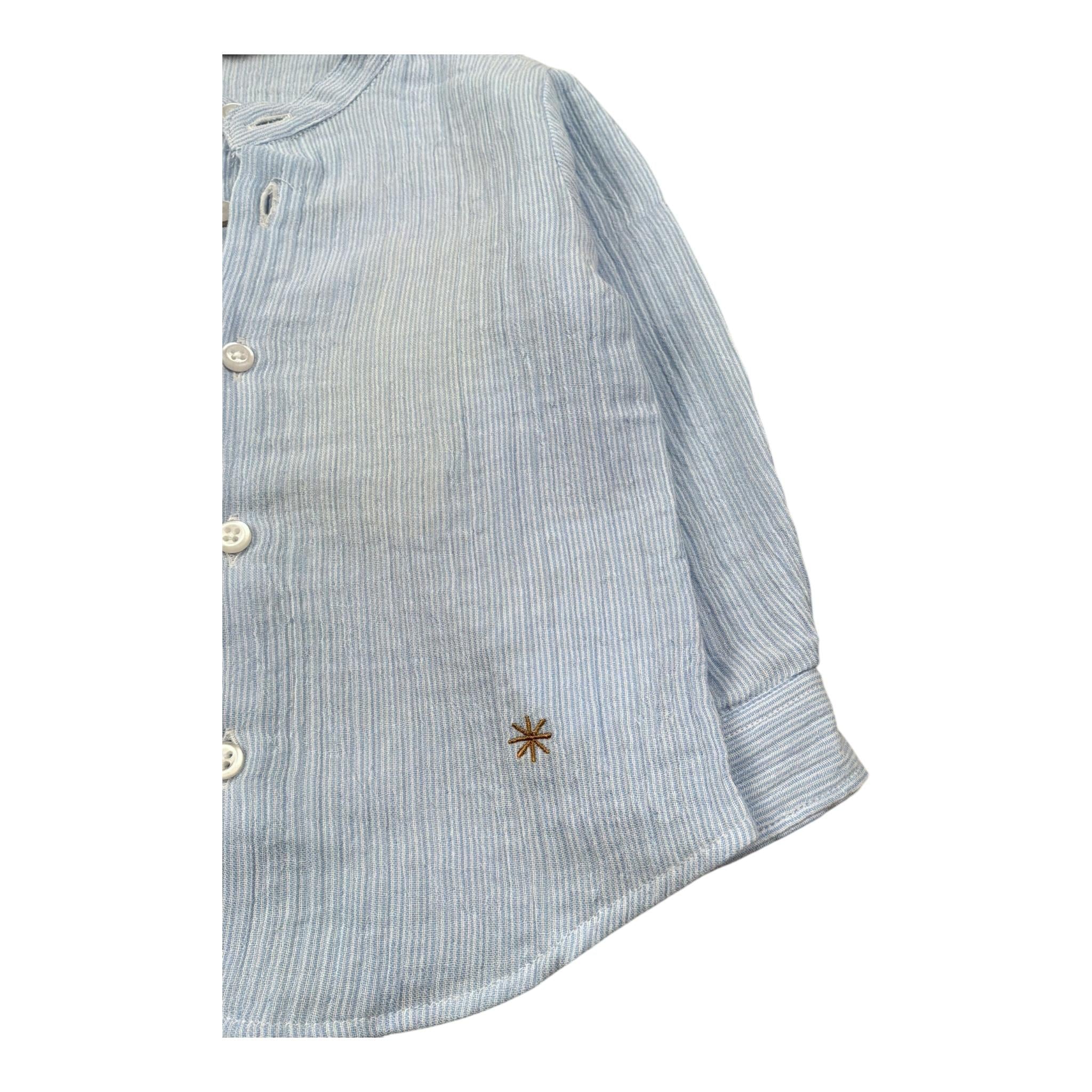 Manuel Ritz Camicia Manica Lunga Tinta Unita Collo Coreano per Neonato MR3101 AZZURRO MANUEL RITZ 