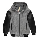 NUPKEET giubbino tinta unita con cappuccio e manica in ecopelle Grigio per Bambino 4DNK401 GRIGIO NUPKEET 