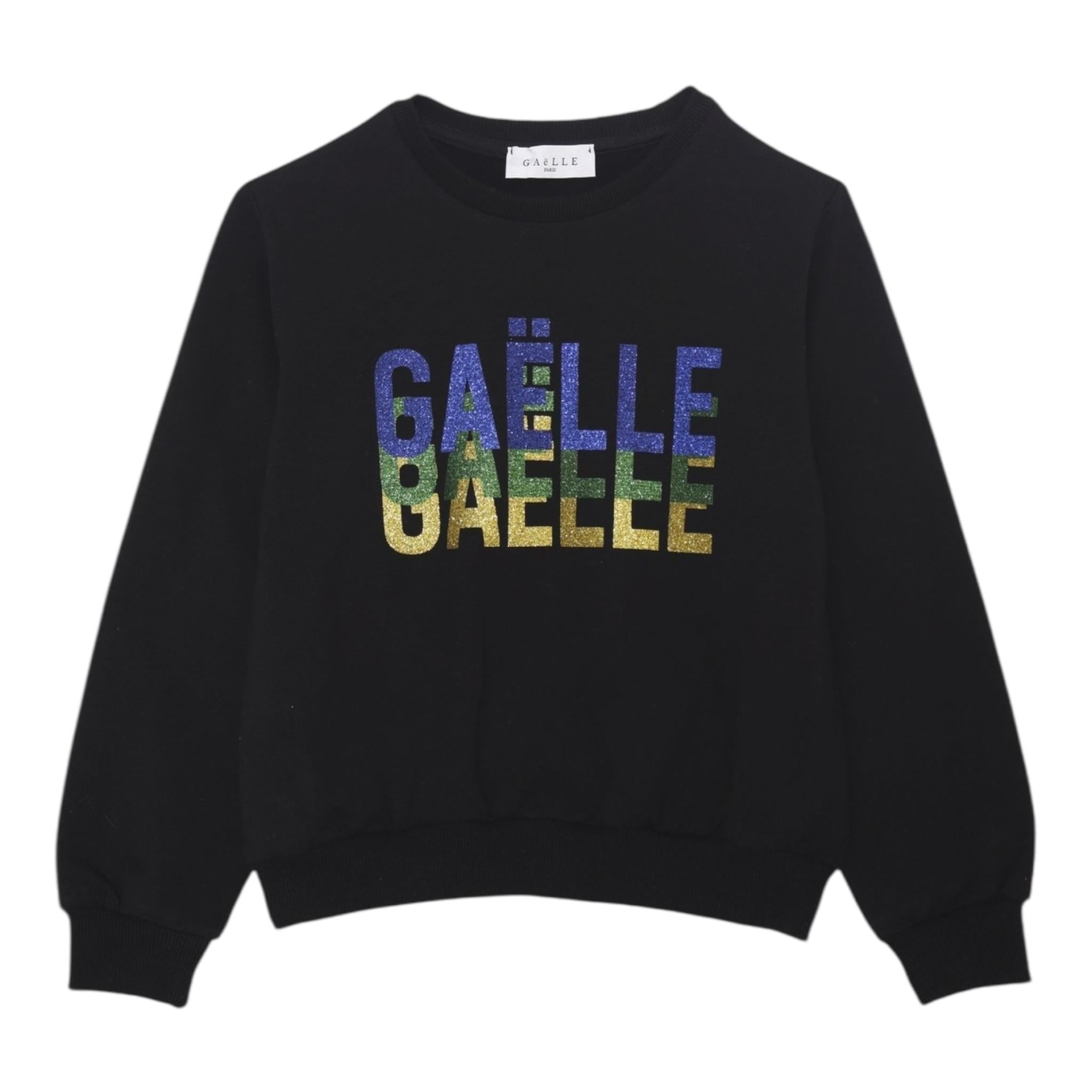 GAELLE felpa chiusa girocollo tinta unita con stampa glitterata Nero per Bambina 2741F00341XX NERO GAELLE 