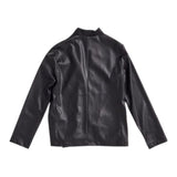 Liu Jo Solid Color Faux Leather Jacket With Black Buttons For Girls