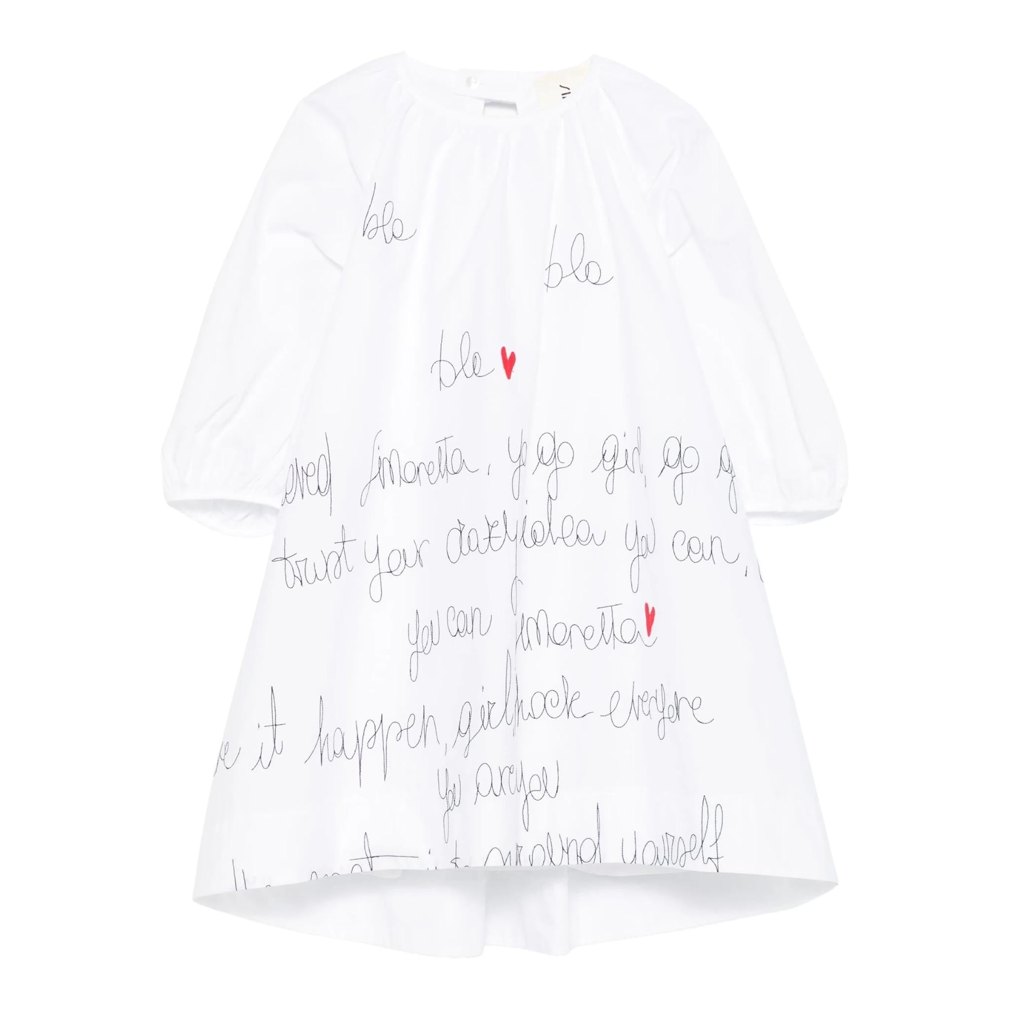 Simonetta Abit Manica Lunga Tinta Unita con Sampa per Bambina SW1B53L BIANCO SIMONETTA 