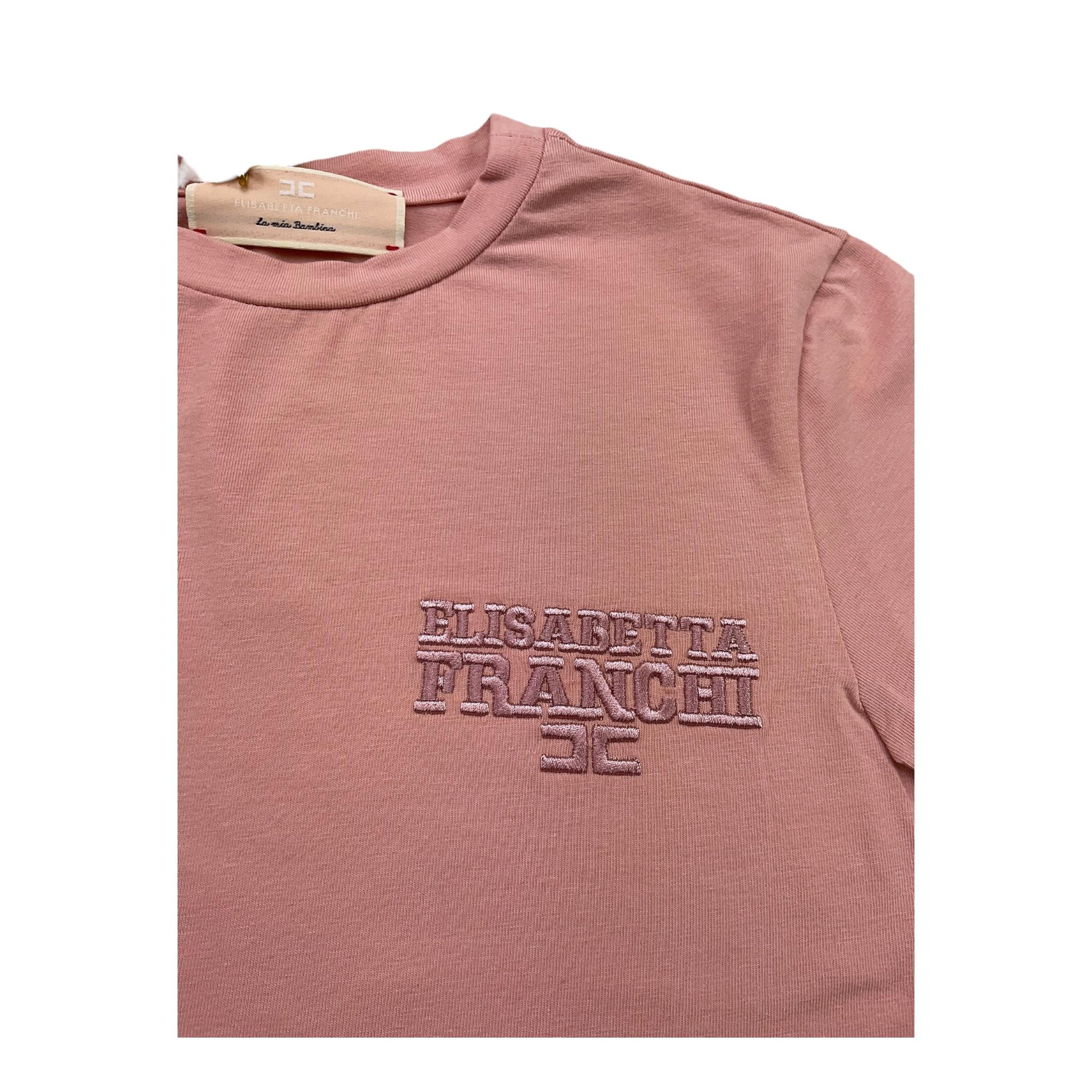 ELISABETTA FRANCHI tshirt girocollo tinta unita con logo Rosa per Bambina EFTS225X ROSA ELISABETTA FRANCHI 