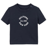 Tommy Hilfiger T-Shirt Girocollo tinta unita con Logo Blu per Neonato KN0KN01964 BLU TOMMY HILFIGER 