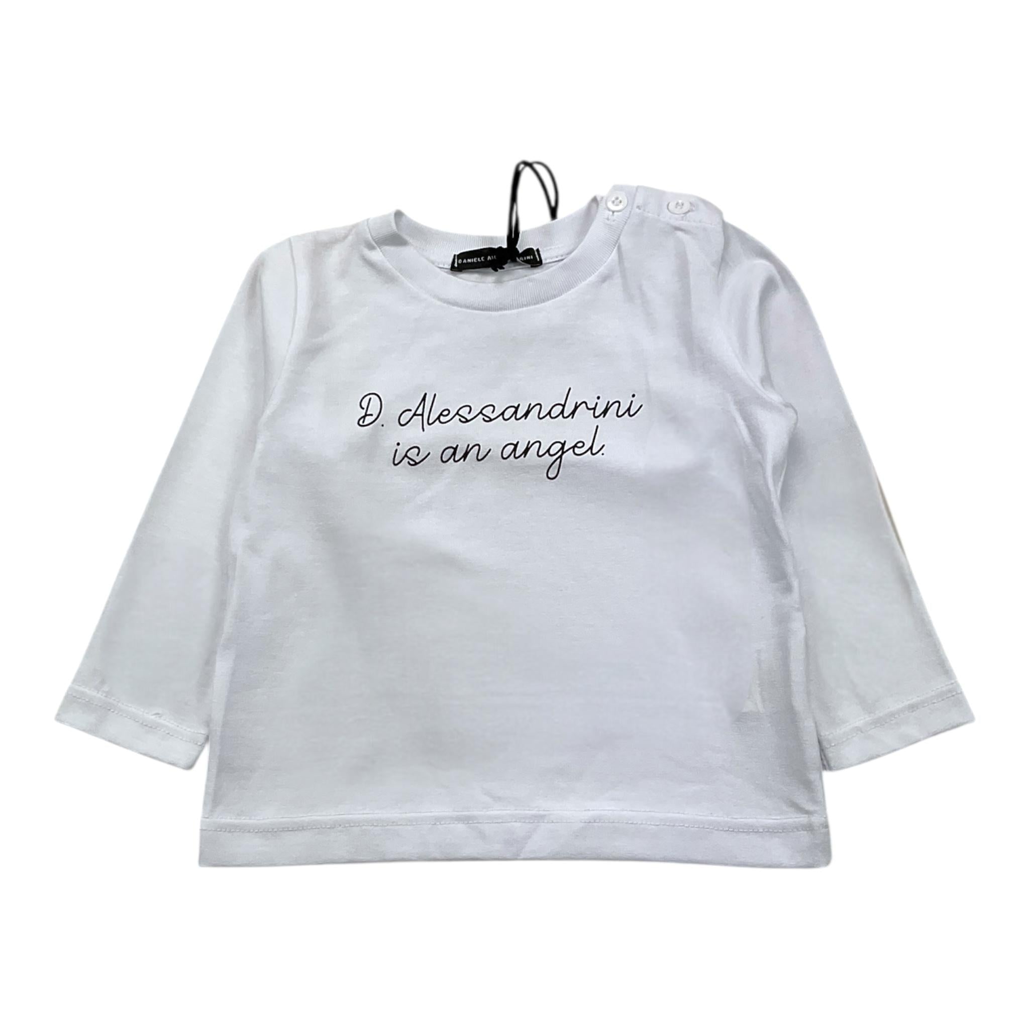DANIELE ALESSANDRINI shirt girocollo tinta unita con stampa Bianco per Bambino 1291M00072XJ BIANCO DANIELE ALESSANDRINI 
