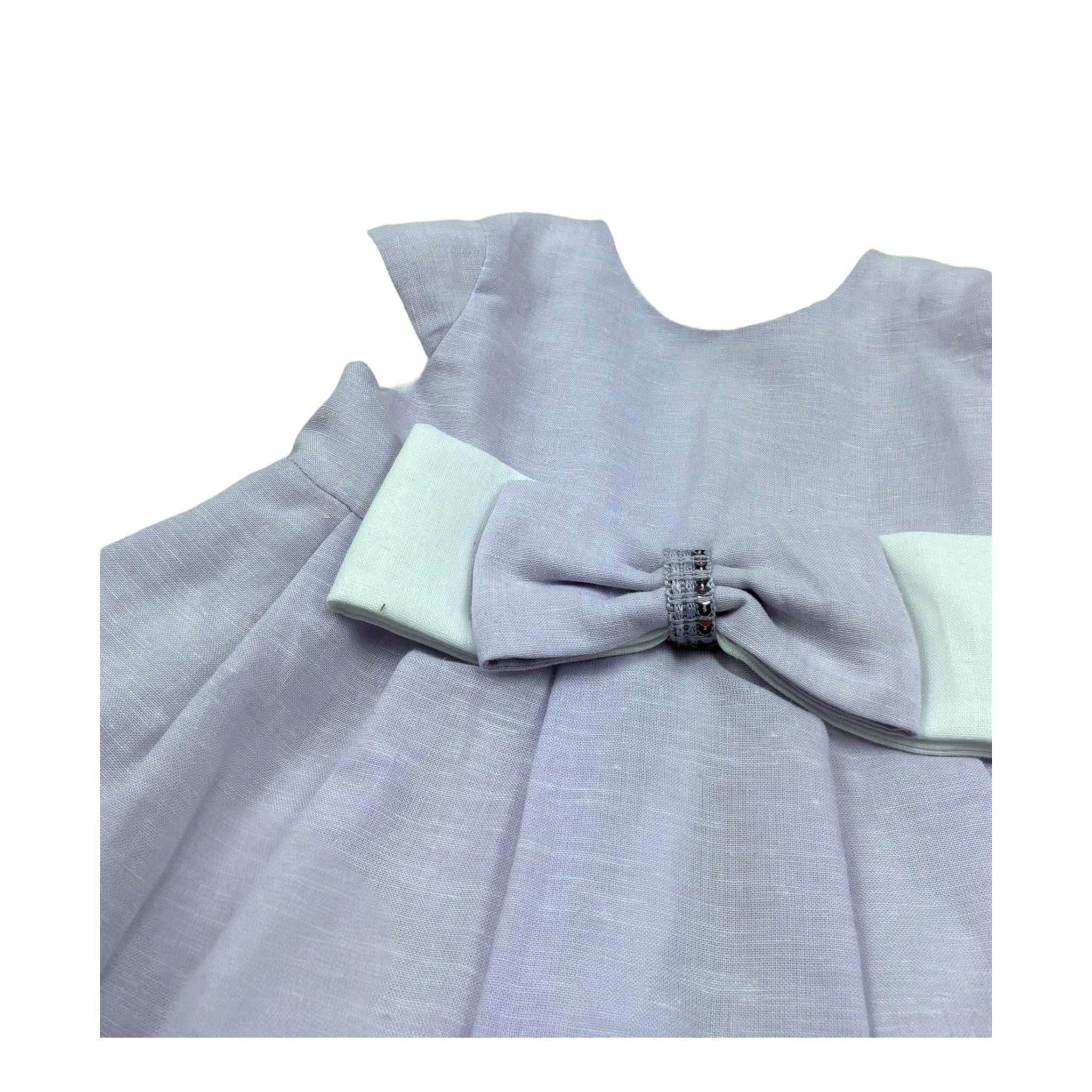 I Delfi Abito Giromanica Tinta Unita con Fiocco per Neonata 25P5077 LILLA I DELFI 