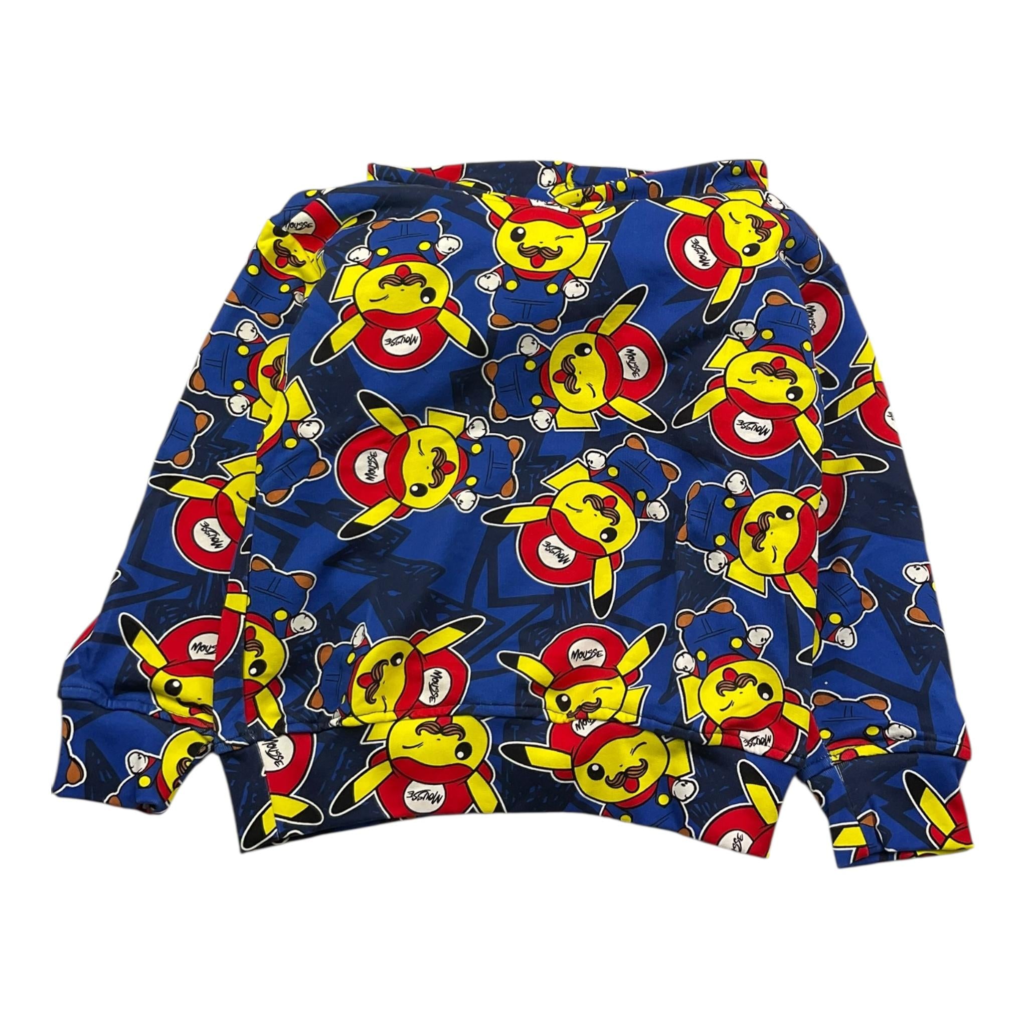 Mousse Felpa Tinta Unita con Cappuccio E Stampa per Bambino PIKAMARIOF BLU MOUSSE 