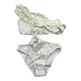 4Giveness White Openwork Solid Color One Piece Swimsuit For Girls