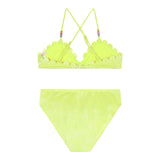 Billieblush 2 Piece Swimsuit Solid Color Triangle-Briefs Neon Yellow For Girls