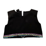 Marc Ellis Black Sequined Solid Color Crew Neck Top For Girls
