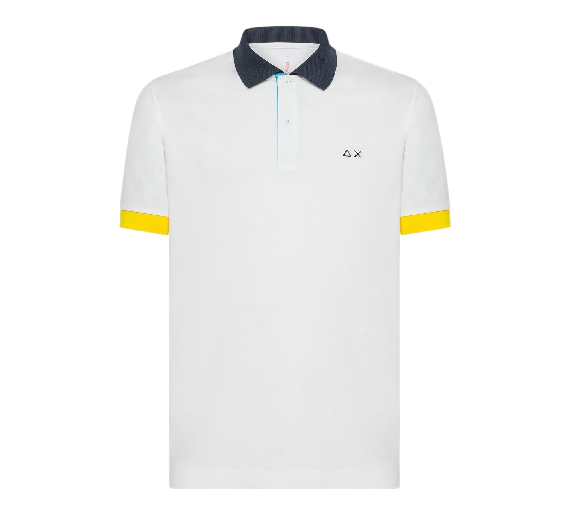 Sun68 Polo Mezza Manica Tinta Unita con Colletto In Contrasto per Bambino A34315 BIANCO SUN68 