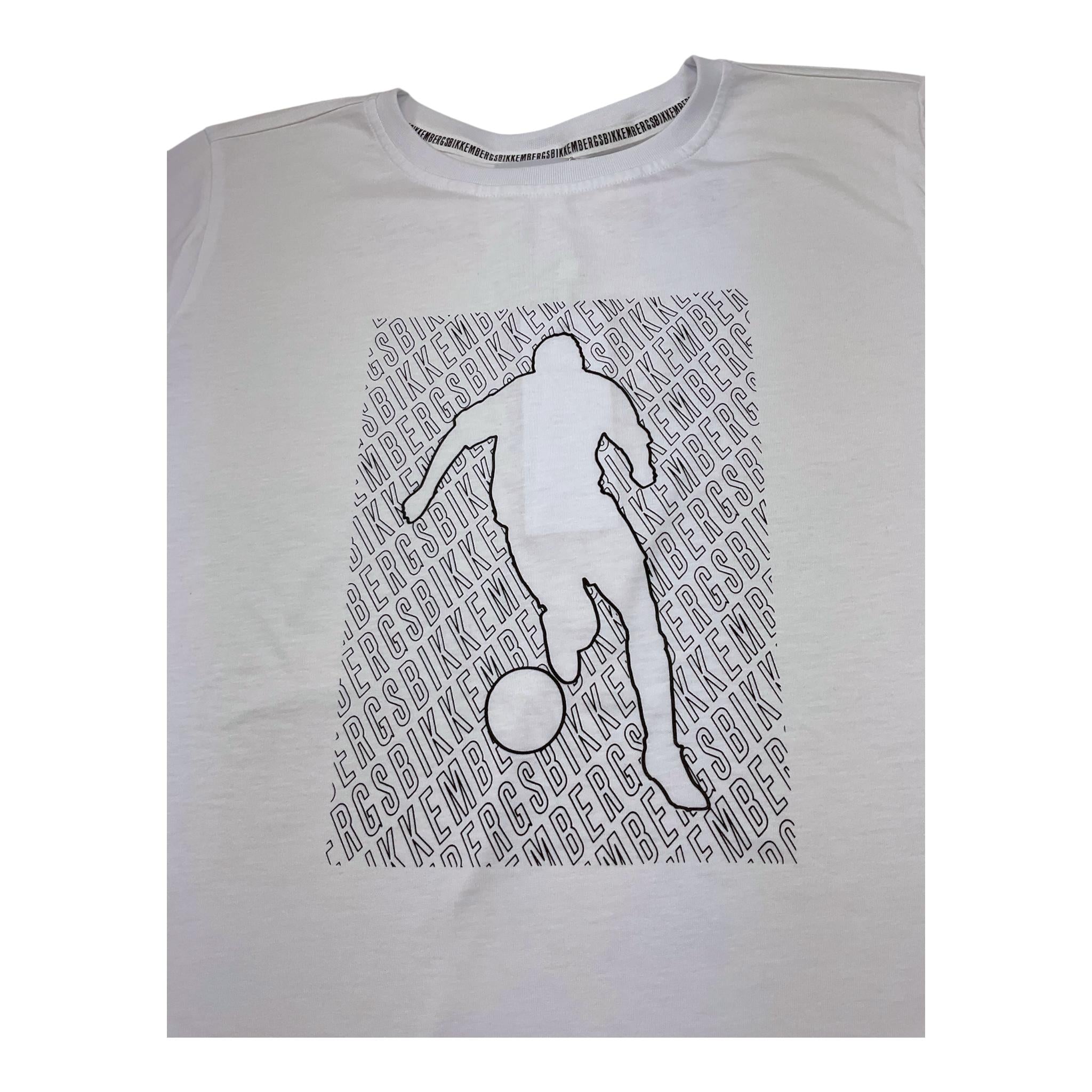 Bikkembergs T-Shirt Girocollo Tinta Unita con Stampa per Bambino BK3153 BIANCO BiKKEMBERGS 