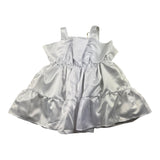 Nanan Solid Color Strapless Dress With White Ruffles For Baby Girl