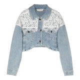 Twinset Plain Denim Jacket With Light Blue Embroidery For Baby Girl