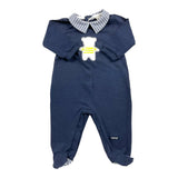 Lalalu' Plain Onesie With Blue Striped Collar Pattern For Newborns