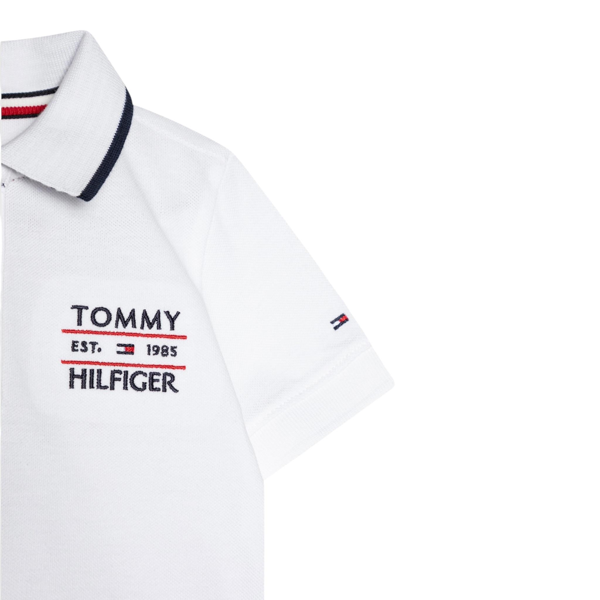 Tommy Hilfiger Polo Mezza Manica con Ricamo Logo per Bambino KB0KB09524 BIANCO TOMMY HILFIGER 