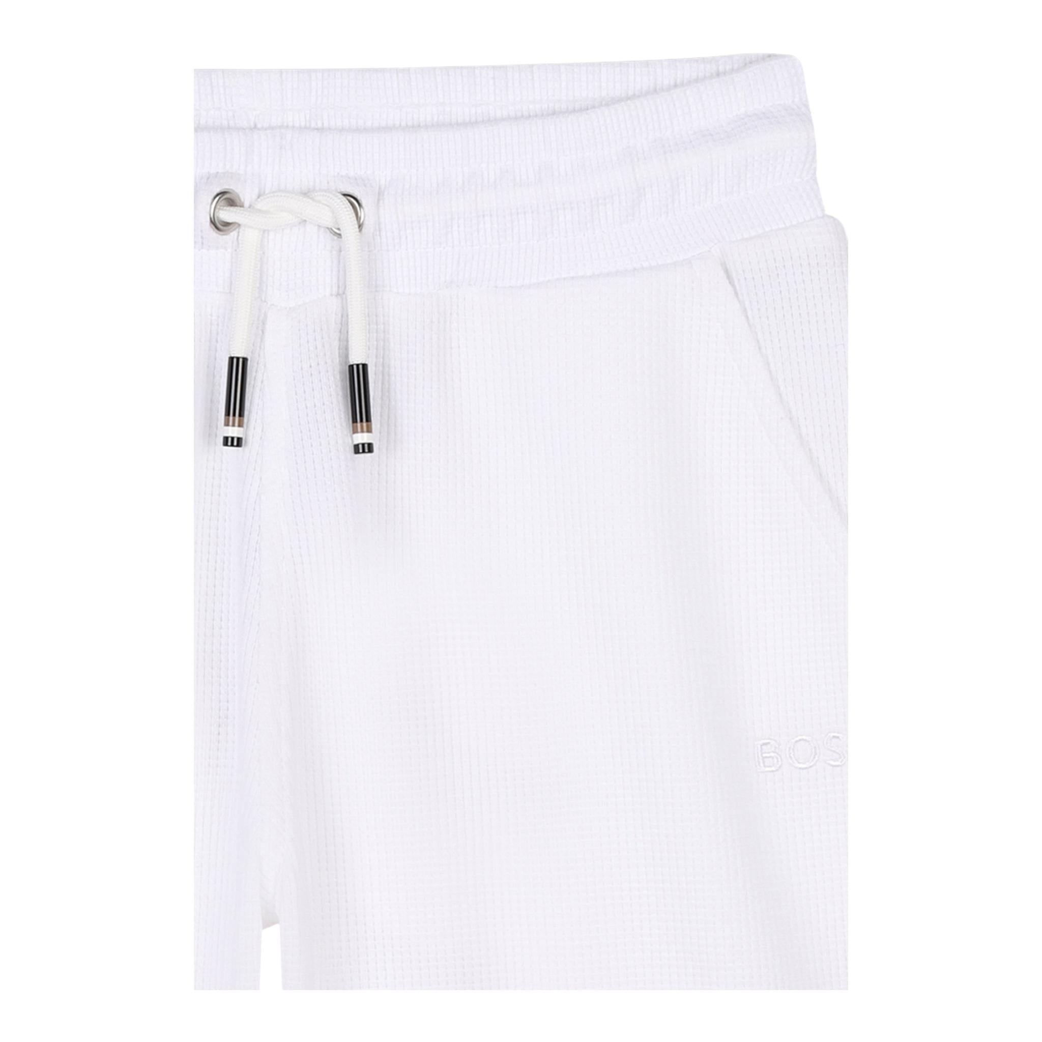 Boss Bermuda Tinta Unita con Logo per Bambino J52169B BIANCO BOSS 