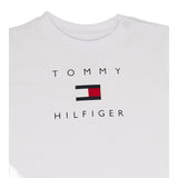 Tommy Hilfiger T-Shirt Girocollo Tinta Unita con Logo per Neonata KN0KN01429 BIANCO TOMMY HILFIGER 