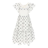 Monnalisa Solid Color Dress With Ruffles And White Star Pattern For Girls