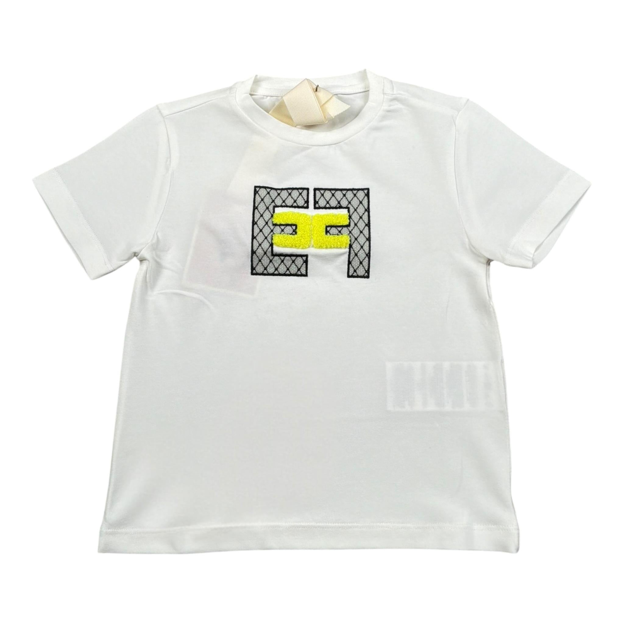 Elisabetta Franchi T-Shirt Girocollo Tinta Unita con Logo per Bambina EFTS185 BIANCO ELISABETTA FRANCHI 