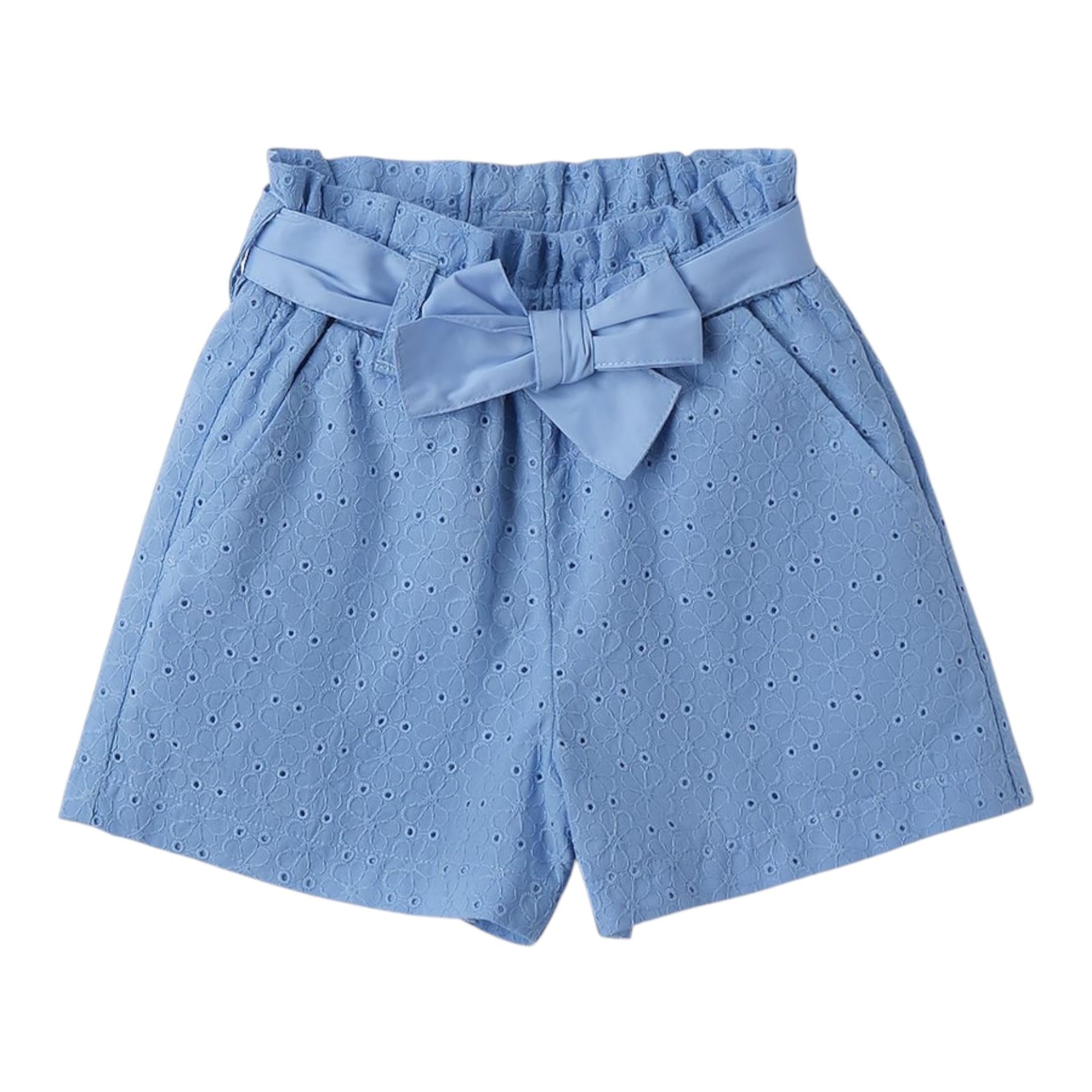 Sarabanda Short Tinta Unita Traforato per Neonata 0B326 AZZURRO SARABANDA 