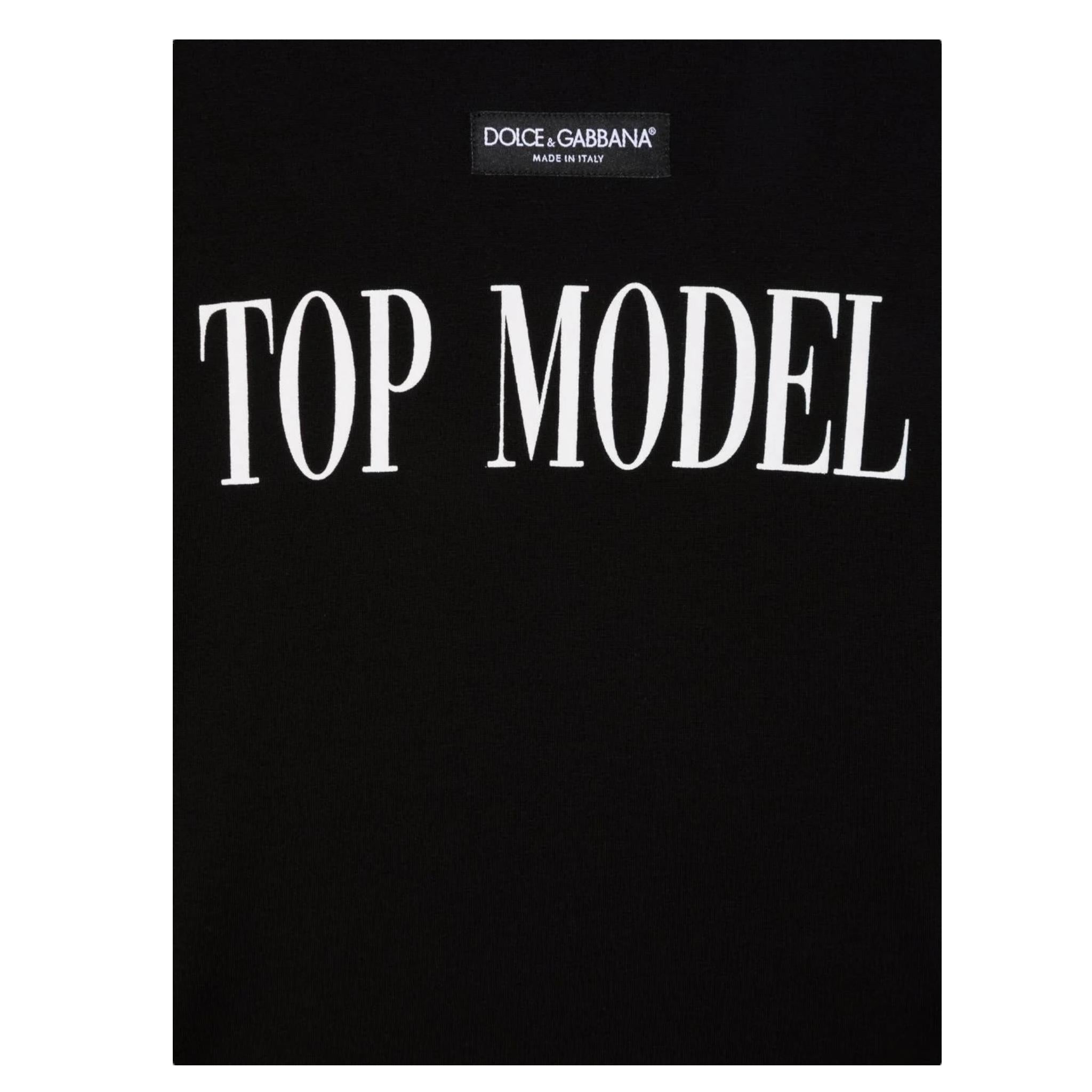 DOLCE & GABBANA t-shirt girocollo tinta unita con stampa in contrasto Nero per Bambino L5JTHM NERO DOLCE & GABBANA 