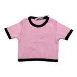 Vicolo T-Shirt Girocollo Tinta Unita con Profili In Contrasto per Bambina 3146W00301 ROSA VICOLO 
