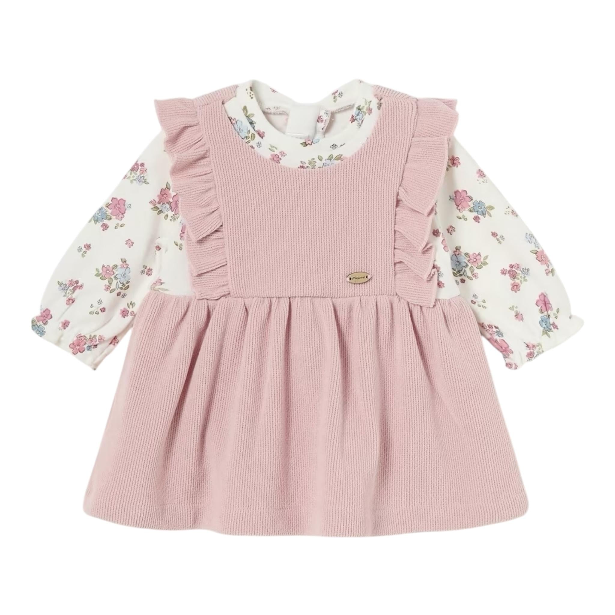 MAYORAL abito bicolore con fantasia fiori Bianco/rosa per Neonata 2880 BIANCO/ROSA MAYORAL 