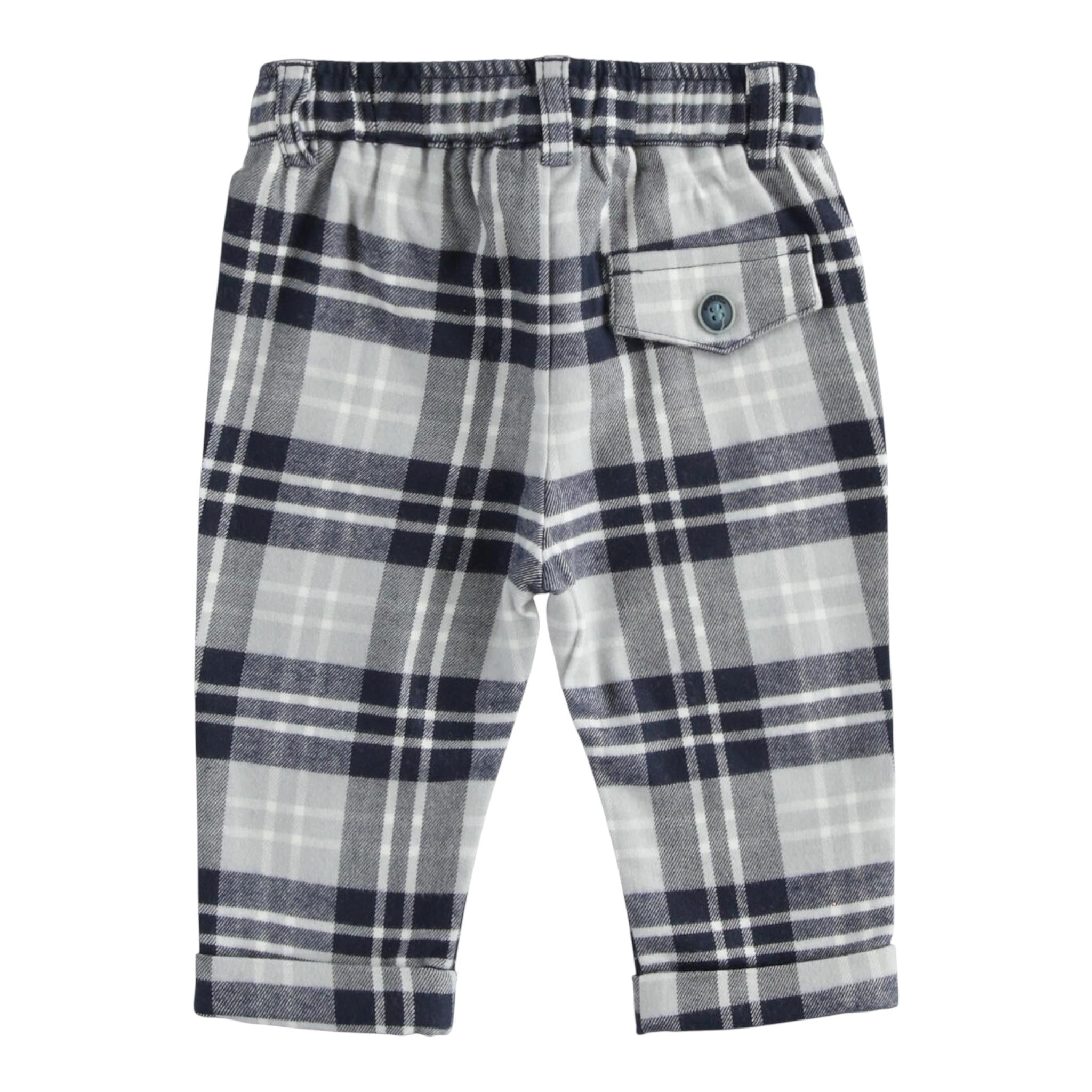 MINI BANDA pantalone fantasia scozzese con elastico in vita Blu per Neonato 35646X BLU MINI BANDA 