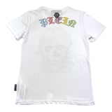 Philipp Plein Solid Color Crewneck T-Shirt with Glitter Print White for Boys