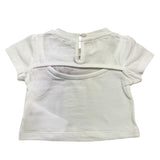 M+E' Solid Color Crew Neck T-Shirt with Contrast Print White for Baby Girls