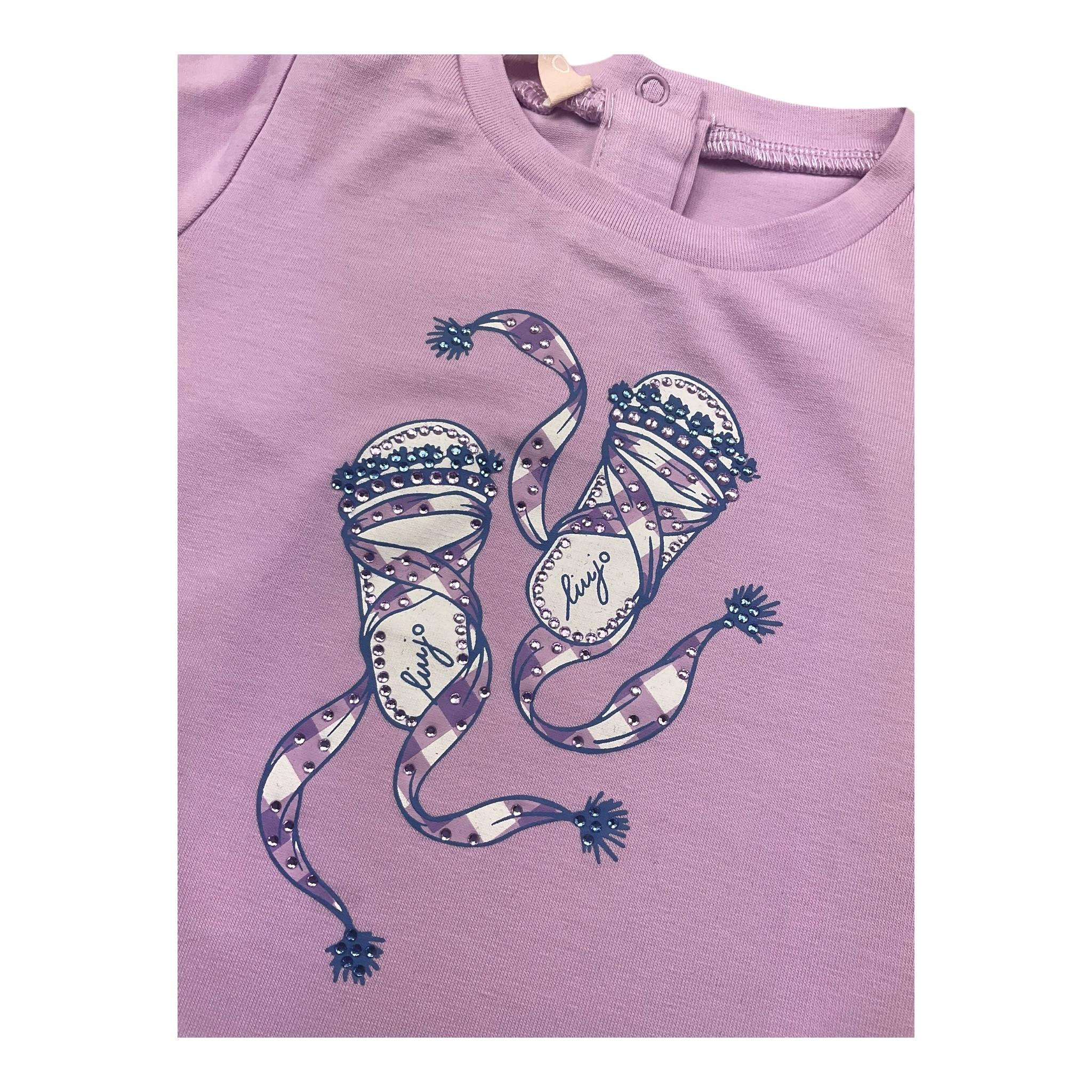 Liu Jo T-Shirt Girocollo Tinta Unita con Logo per Neonata HA5063 LILLA LIU JO 