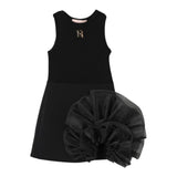 Elisabetta Franchi Solid Color Dress With Armhole And Applique Black For Girls