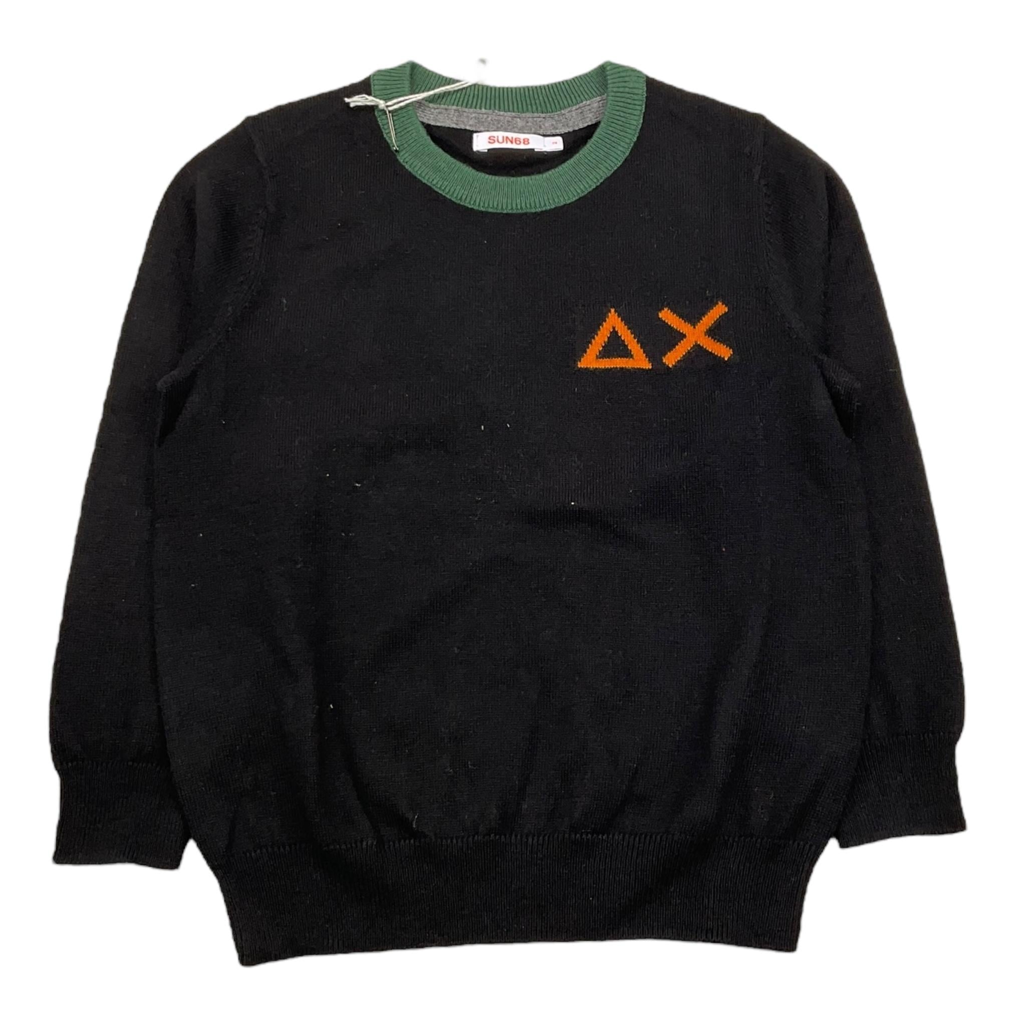 SUN68 maglia girocollo tinta unita con ricamo logo Nero per Neonato K44330 NERO SUN68 