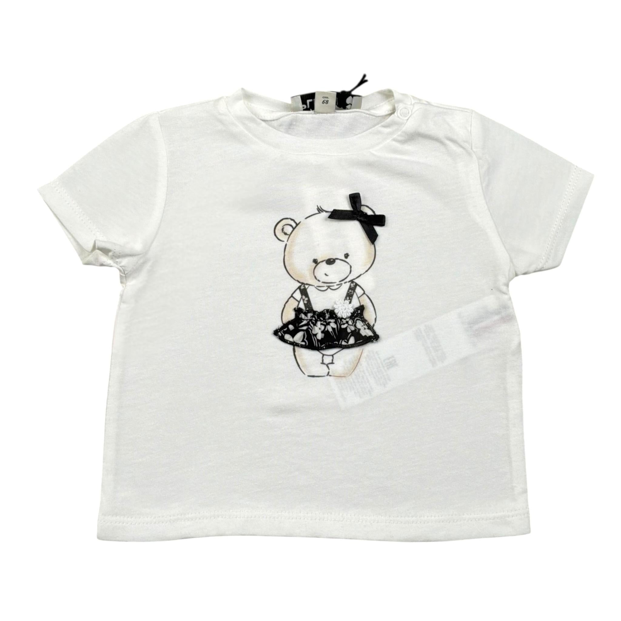 Please T-Shirt Tinta Unita con Stampa per Neonata MB12030G71 BIANCO PLEASE 