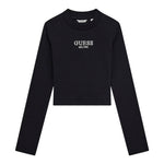 GUESS shirt tinta unita girocollo con logo Nero per Bambina J4YI49KBZP4 NERO GUESS 