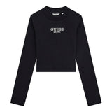GUESS shirt tinta unita girocollo con logo Nero per Bambina J4YI49KBZP4 NERO GUESS 