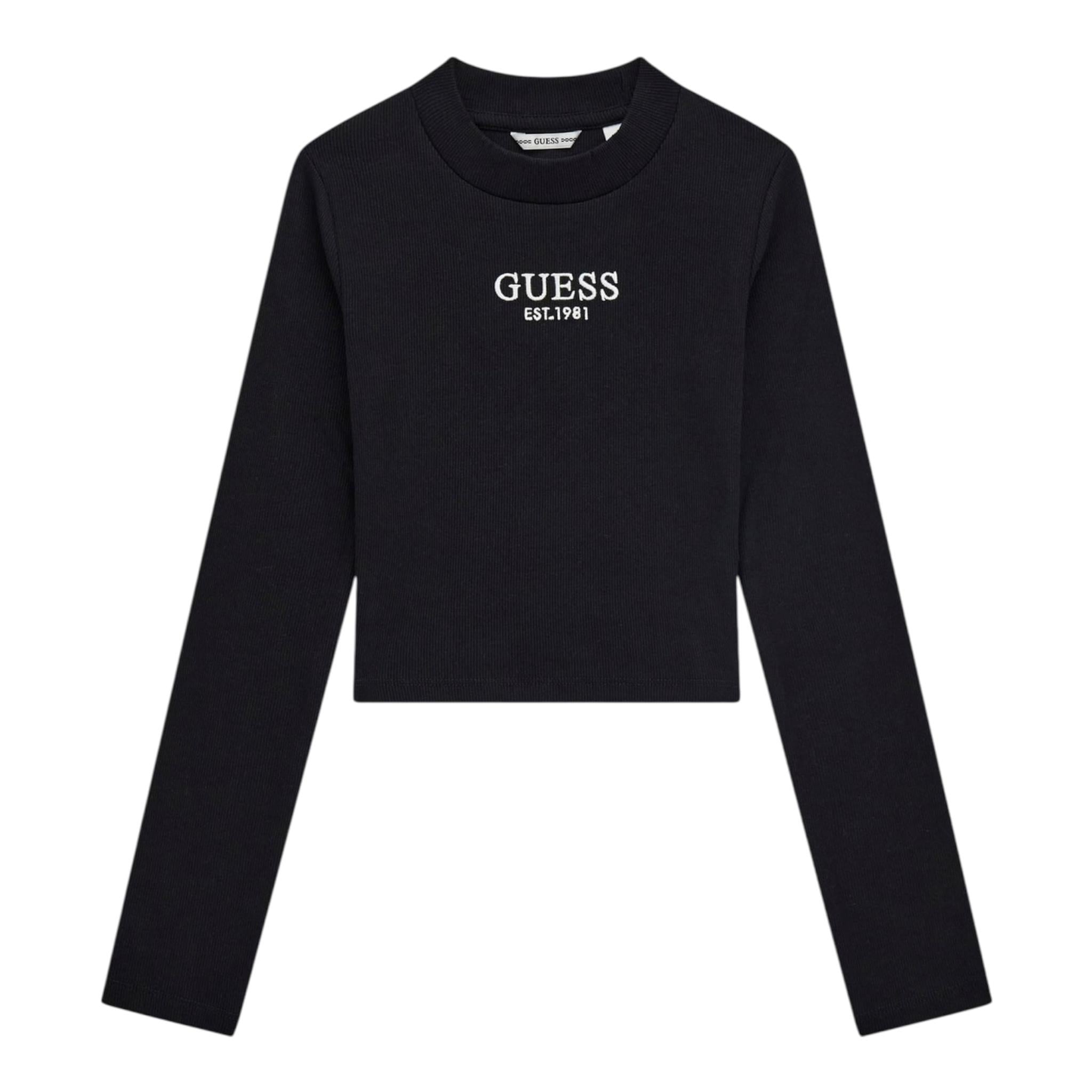 GUESS shirt tinta unita girocollo con logo Nero per Bambina J4YI49KBZP4 NERO GUESS 