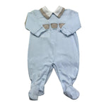 Isabel & Martinez Tutina Manica Lunga Tinta Unita con Ricami per Neonato IM25N506 AZZURRO ISABEL & MARTINEZ 